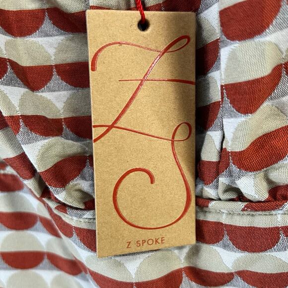 Zac Posen Z Spoke Mini Dress Size 4 Orange Taupe Geometric Stripe Fit Flare RARE - Picture 14 of 16